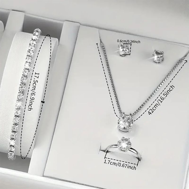 6PCS/Set Fashion Women's Quartz Watch Stainless Steel Band Wrist Watches Diamond Jewelry Set