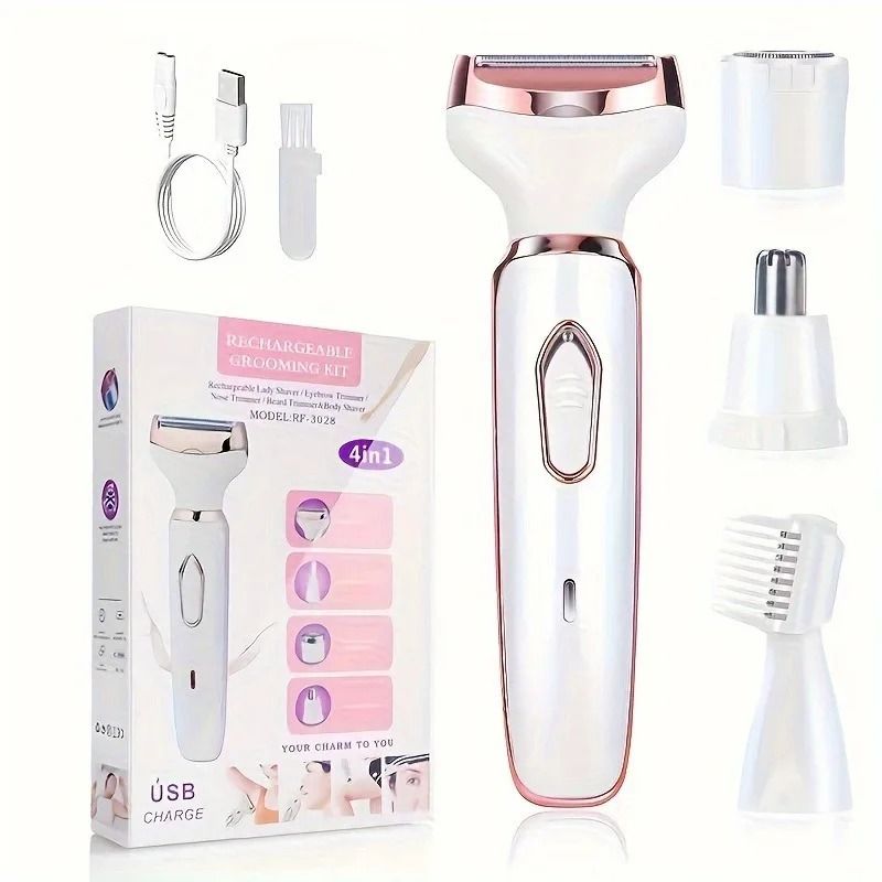 4 in 1 Electric Razor for Women Full Body Hair Trimmer Arm Armpit Private Hair Removal Instrume Lady Shaver Body Hair Removal Epilator Painless Cordless Trimmer Razor Gifts For Women