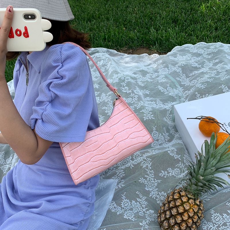 Fashion PU Leather Bags for Women Alligator Pattern Armpit Handbags Female Small Underarm Messenger Bag Purse Shoulder Bags