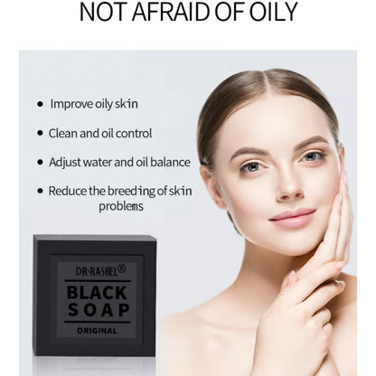 Dr. Rashel Black Soap With Collagen & Charcoal - Anti Acne Tighten Pores Oil Control Whitening Complex Deep Cleansing