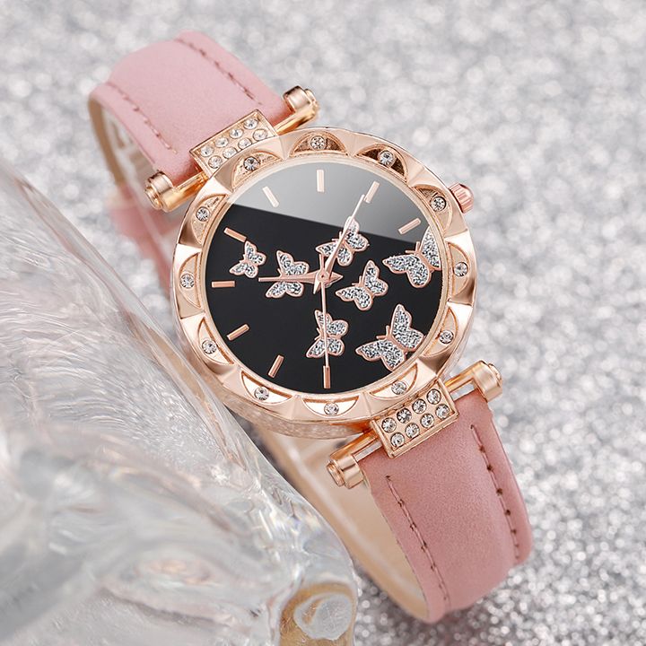 Butterfly Watches Luxury Brand Leather Quartz Women's Watch Ladies Fashion Watch Women Wristwatch Clock For Valentines Gift Favorite Women Giftes