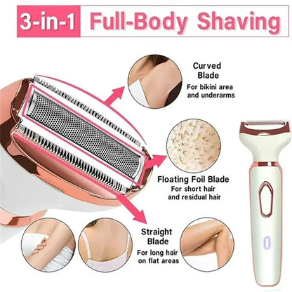 4 in 1 Electric Razor for Women Full Body Hair Trimmer Arm Armpit Private Hair Removal Instrume Lady Shaver Body Hair Removal Epilator Painless Cordless Trimmer Razor Gifts For Women