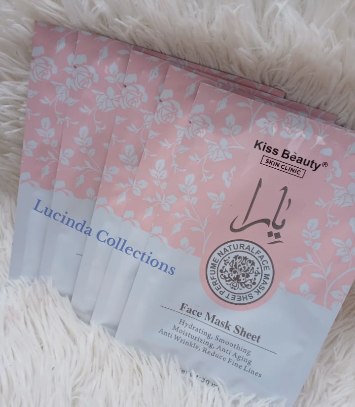 5 PIECES Skin Clinic Arabic Perfume Natural Sheet Mask Pack Anti Acne Soothing Repair Hydrating Facial Mask Wholesale Kiss Beauty Anti wrinkle Aging Yara Soothing Repairing Moisturizing Face Mask