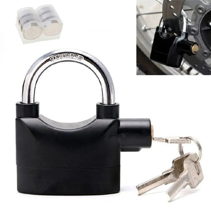 Smart Alarm Lock Security Padlock Siren Home Tools Household Sensors Alarms Lock Aluminum Alloy Anti-Theft Lock Warehouse Door Lock Bicycle Motorcycle Disc Brake Lock Anti-Theft Lock 6 Batteries 3 key
