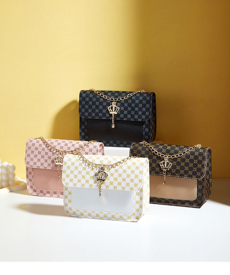 Simple chain bag print classic pearl bag flower material small crossbody bags