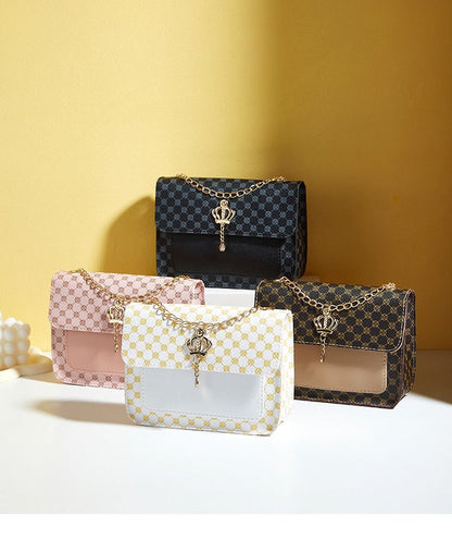 Simple chain bag print classic pearl bag flower material small crossbody bags