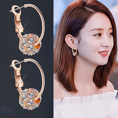Chinese Style Creative Crystal Diamond Ball Earrings, Colorful Diamond Small Earrings, Lucky Ball Earrings, Transport Bead Earrings, Colorful Earrings, Wholesale