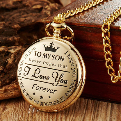 Classic Popular Pocket Watch Antique Steampunk Vintage Roman Numerals Quartz Pocket Watch Gold Case Necklace Pendant Clock Chain Mens Women Quartz Watches Gift For Son