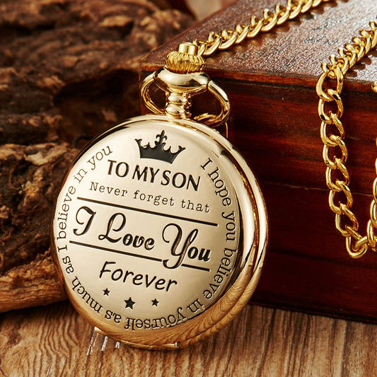 Classic Popular Pocket Watch Antique Steampunk Vintage Roman Numerals Quartz Pocket Watch Gold Case Necklace Pendant Clock Chain Mens Women Quartz Watches Gift For Son