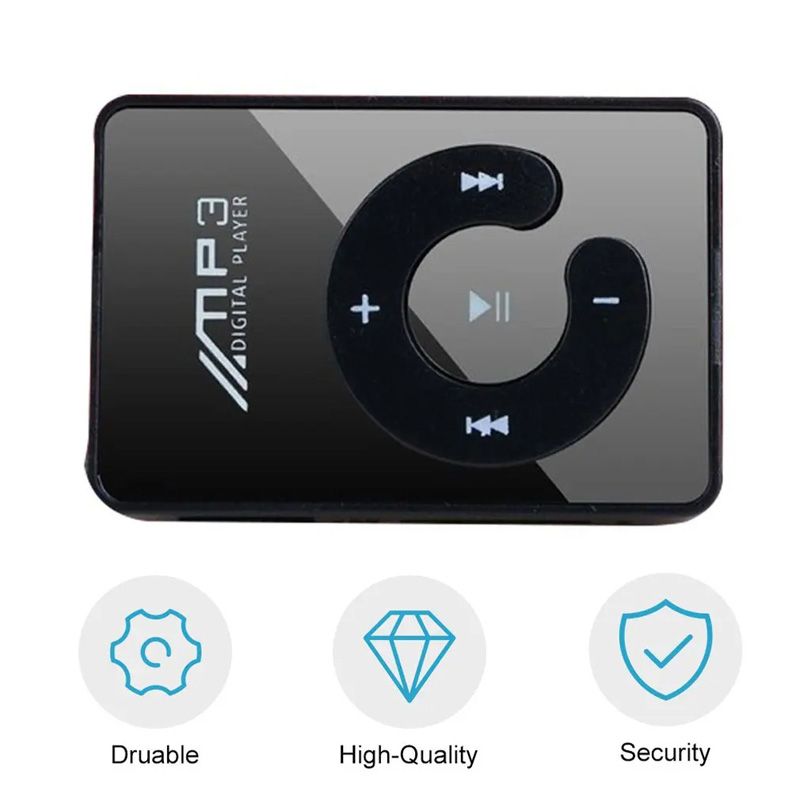 Mini MP3 Portable Mirror Clip MP3 Player Music Media Support SD TF Card Fashion HiFi MP3 Outdoor Sports Clip Sports Walkman Music