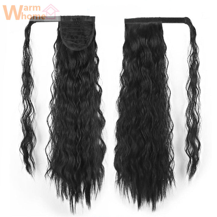Premium 24inch Ponytail Hair Extension Corn Curly Wave Long Curly Wigs for Black Women Curly Hair Ladies Wig Hairs Girls First Hair
