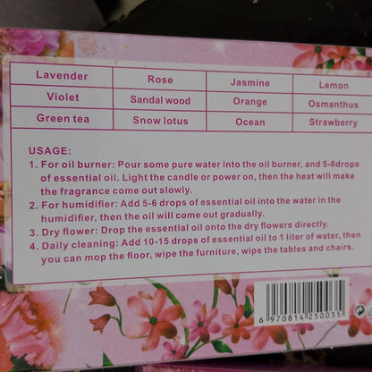 36 pcs Essential oil oil Set for diffuser, humidifier, Aromatherapy Scents: Lavender Violet Green Tea Rose Sandal wood Snow Lotus Jasmine Orange Ocean Lemon Osmanthus Strawberry