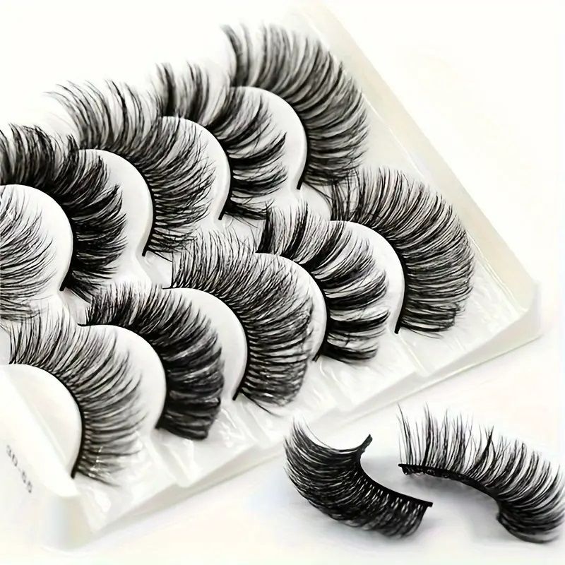 5 Pairs/Set 3D Soft Faux Mink Hair False Eyelashes Stereoscopic Multi layer Wispy Fluffy Mixed Pack Lashes Eyelash Extension Thick And Natural False Eyelashes Makeup Tools