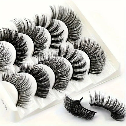 5 Pairs/Set 3D Soft Faux Mink Hair False Eyelashes Stereoscopic Multi layer Wispy Fluffy Mixed Pack Lashes Eyelash Extension Thick And Natural False Eyelashes Makeup Tools