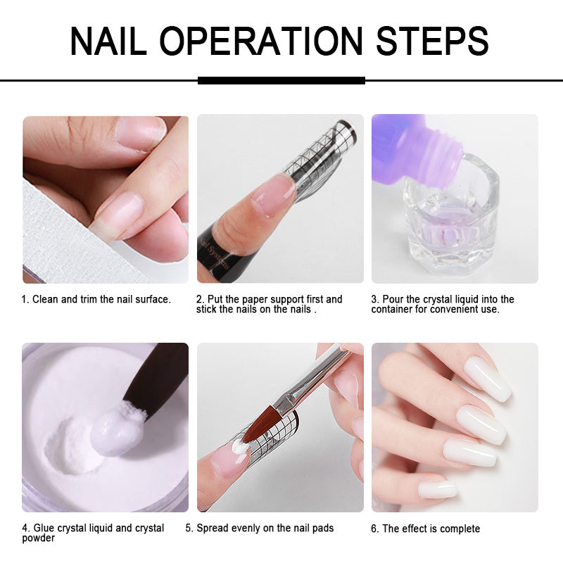 10pcs Nail Acrylic Powder and Liquid Monomer Nails Art Decoration For Manicure Set Kit Crystal Nail Glitter 3D Nail Tips Carving Tools