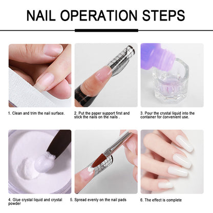 10pcs Nail Acrylic Powder and Liquid Monomer Nails Art Decoration For Manicure Set Kit Crystal Nail Glitter 3D Nail Tips Carving Tools