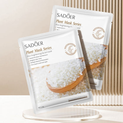 10 PIECES Sadoer Rice Facial Mask Sheets Brightening Moisturizing, Deep Repair Cleansing Natural Coffee Extracts Essence Face Masks