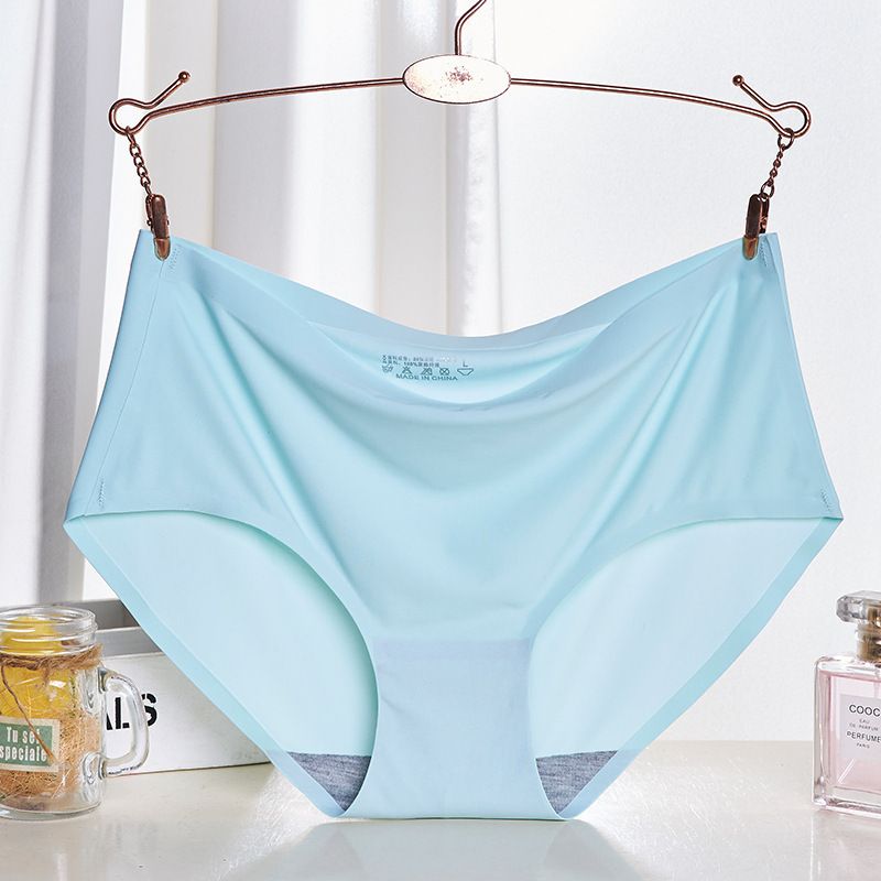4pcs Women's Seamless Briefs Comfort Ice Silk Underwear Multipack Mid Waist Laser Cut No Show Panties