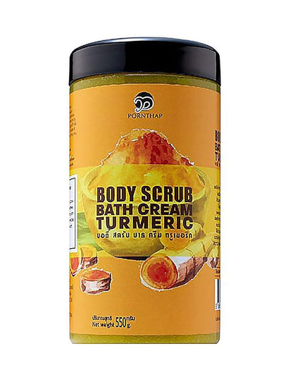 Pack Of 2 - Turmeric Body Oil 1000ml + Body Scrub 550g Super Whitening Skin Repair Anti-Aging Removes Wrinkles Dark Spots & Smooths Clears Knuckles PornThap Premium Organic Exfoliating Body Scrub