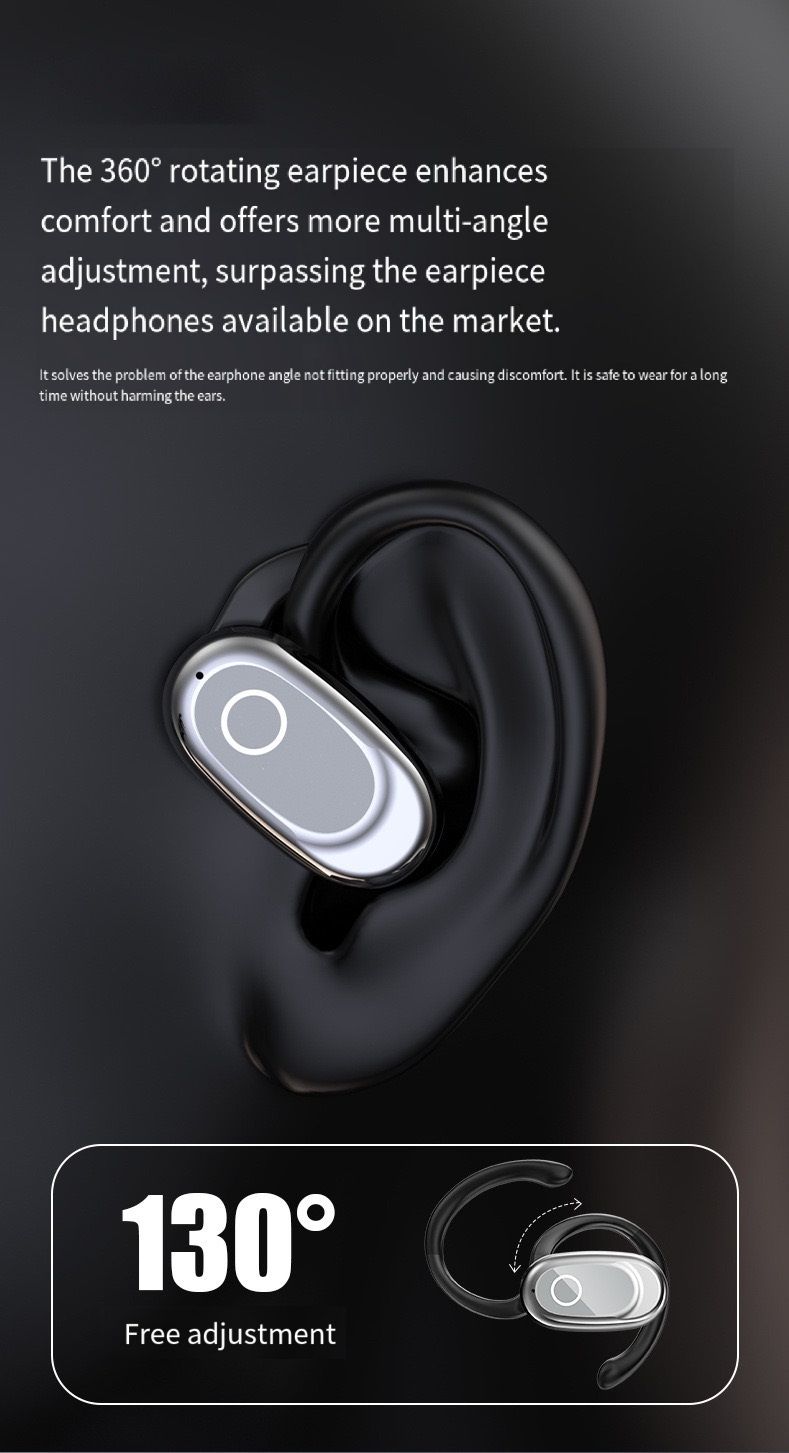 Wireless Bluetooth Earbuds Berlin Voice Ear Hanging OWS Adjustable Non In Ear Noise Reduction Earphones TWS Rotating 130 ° Unisex 360 ° Innovative Fit For All Smartphones