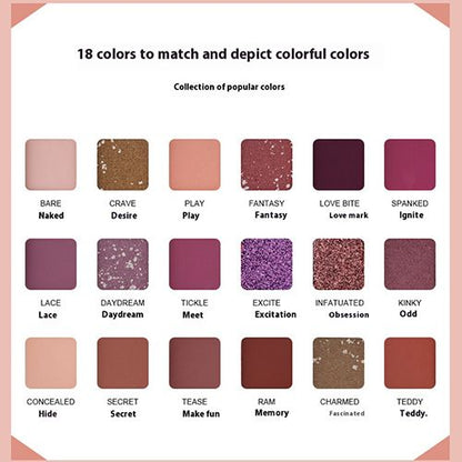 18 Colors Eyeshadow Pallete, Pearlescent Matte Glitter Eyeshadow Palette Make Up Eyeshadow Beauty Eye Pallete Waterproof Concealer Makeup Pallete Lasting-Effect Eye Shadow