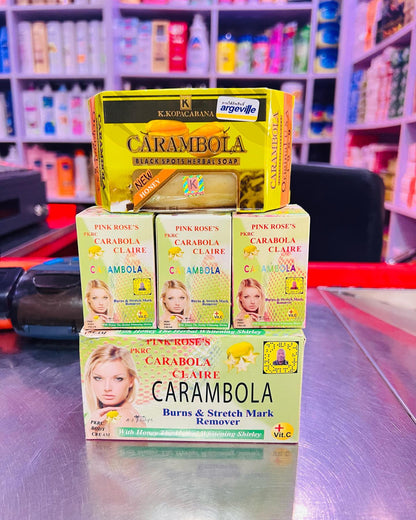 3 Packs Carambola Black Spots Herbal Soap With Honey for Removing Pimples & Blackheads Cleansing Nourishing Bar Bathing Organic Anti Ageing Full Body Natural Deep Cleaning Fruit Fragrance 120g