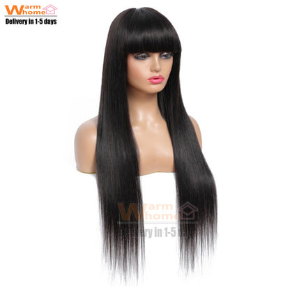 Premium 26inch Bangs Wigs Hair Synthetic Wigs Hair Ladies Long Straight Wigs for Black Women