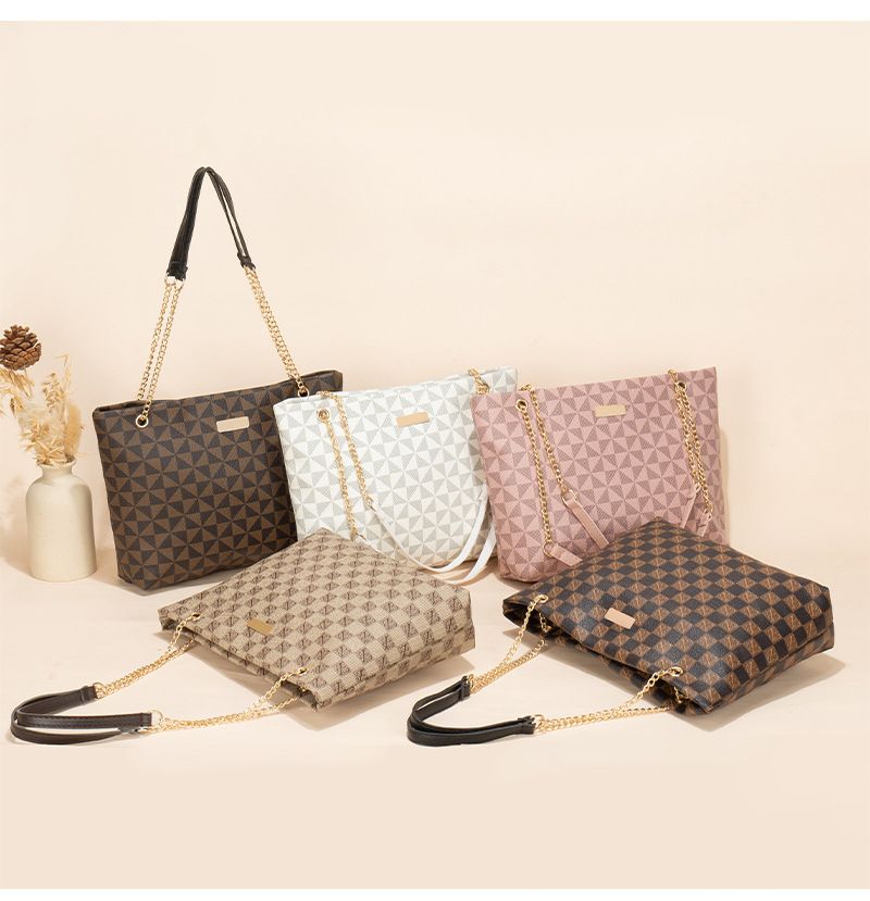 Geometric print Women's new fashion generous sequin embellished chain shoulder bag