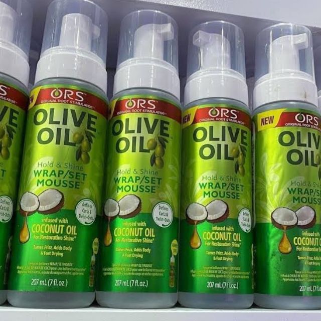 ORS Olive Oil Hold & Shine Wrap/Set Mousse with Coconut Oil Tames Frizz, twists and defines curls