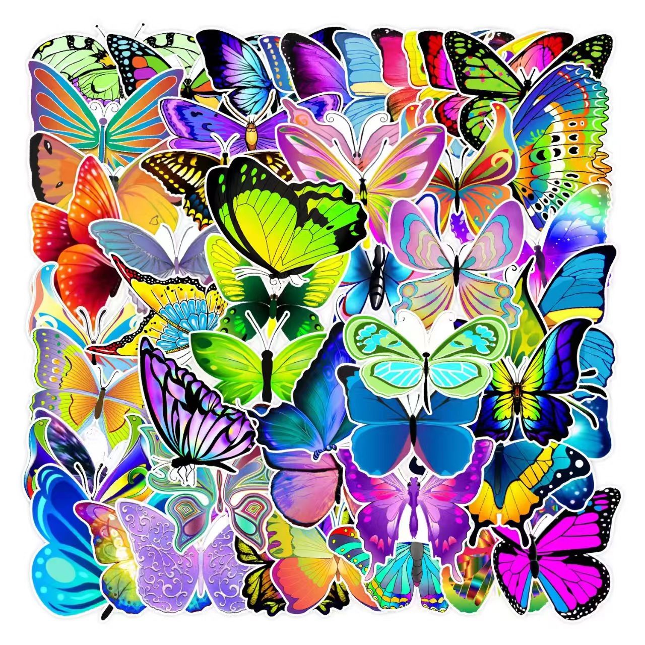 UPHUI 50PCS Stylish Universal DIY Butterfly Stickers Boho Graffiti Stickers for DIY Luggage Laptops Skateboards Motorcycle Bikes Suitcase Decals Graffiti Stickers