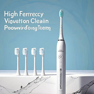 Electric toothbrush adult toothbrush IPX7 waterproof DuPont brush head rechargeable fully automatic sound wave fine soft bristle USB rechargeable 6 modes, with replacement brush head