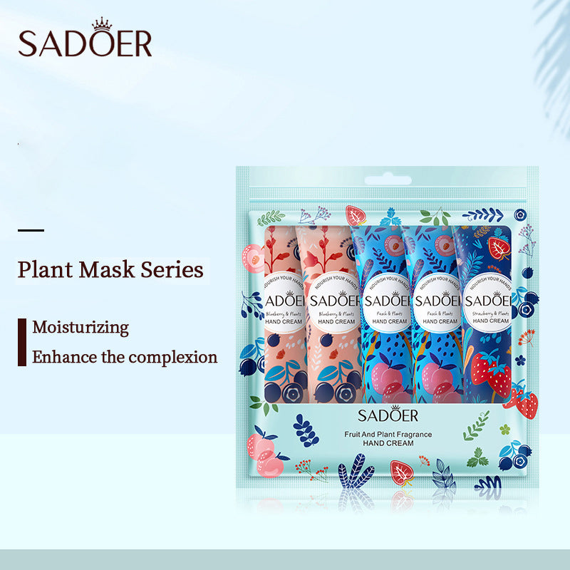 SADOER Hand Cream 5 PCS/Set Fruit Moisturizing Hand Cream Nourish Hand Care Hand Lotion Moisturize Stratum Corneum Hands Hydration Moisturizing Skin Care Creams for Dry Cracked Hands