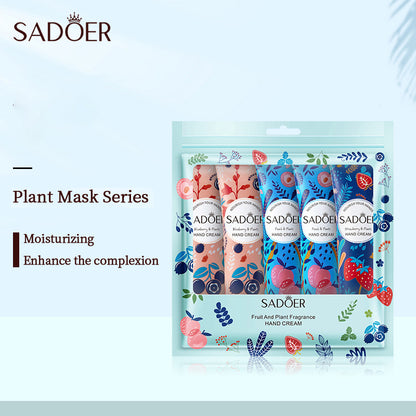 SADOER Hand Cream 5 PCS/Set Fruit Moisturizing Hand Cream Nourish Hand Care Hand Lotion Moisturize Stratum Corneum Hands Hydration Moisturizing Skin Care Creams for Dry Cracked Hands