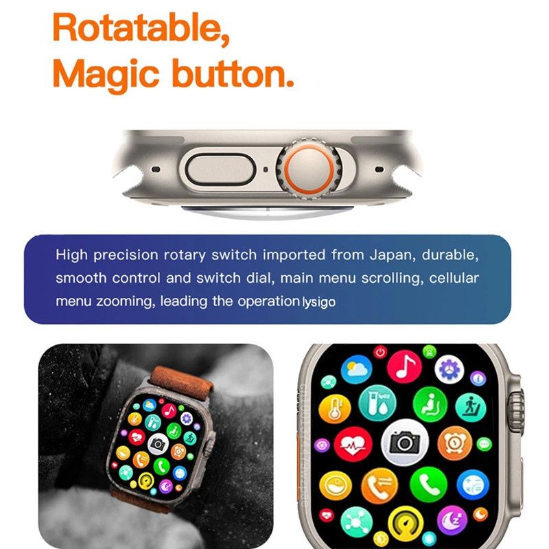 RichRipple U9 Ultra Smart Watch Strap 49mm 2.01 Inch Full Touch Screen Sports Fitness Watch IP68 Waterproof Bluetooth Smart Watch