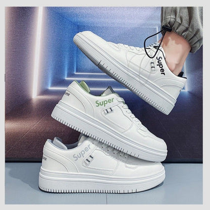 Men's White Shoes Summer Versatile Breathable Low Upper Sports Trendy Board Shoes Casual Sneaker Shoes Men's Lace-up Shoes