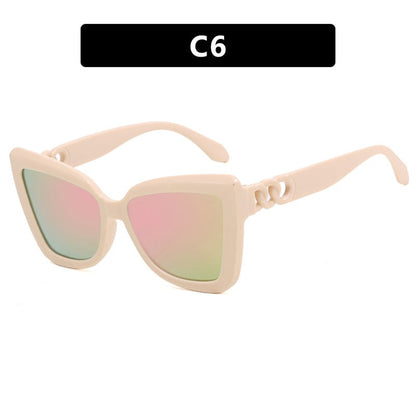 .Irregular Chain Cat Eye Shades Vintage Sun Glasses