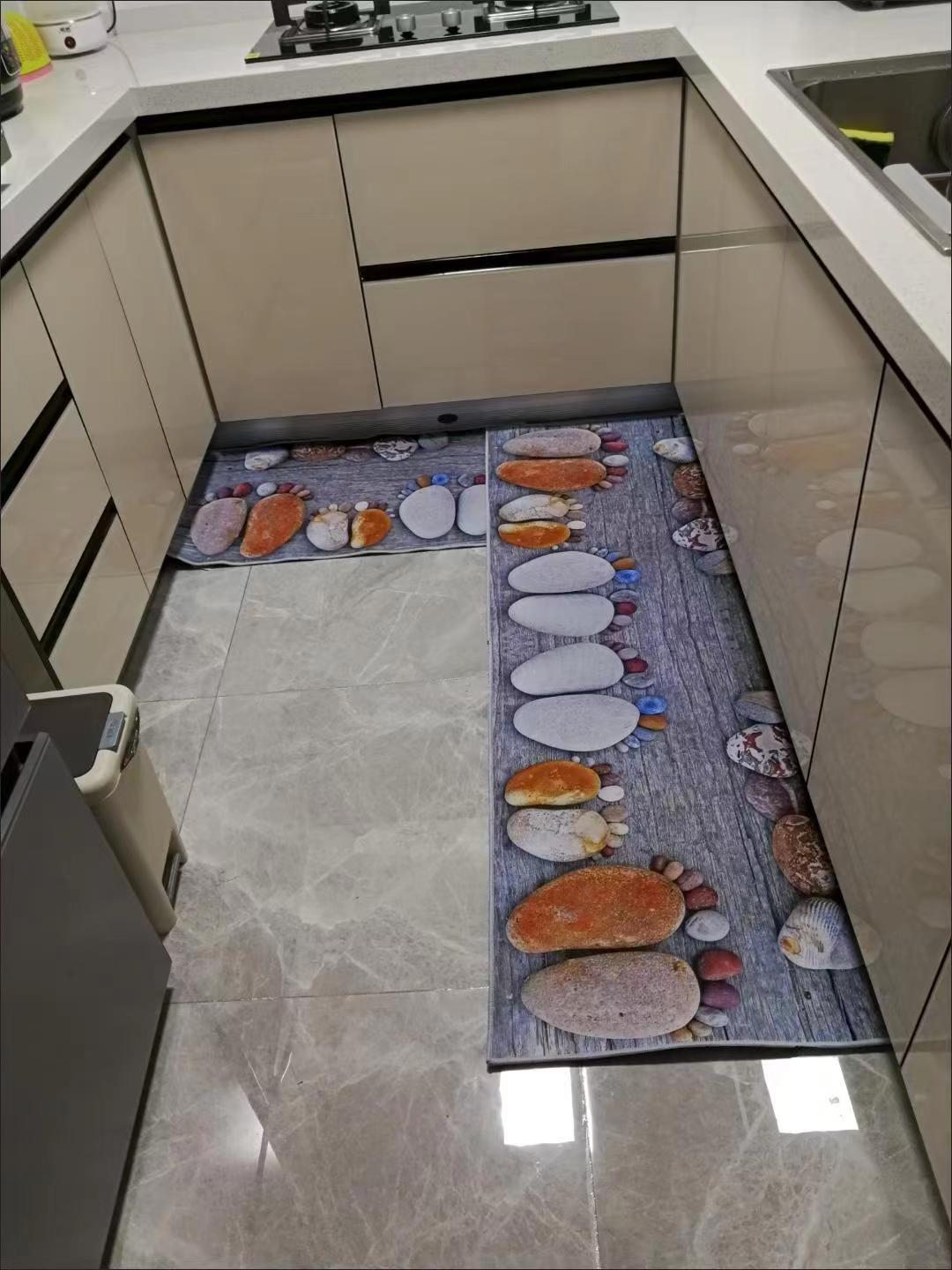 2 Pieces Kitchen Rugs Set Non Slip Kitchen Mat Rubber Backing Mat Slip Kitchen Mats and Rugs Waterproof Kitchen Rug Ergonomic Comfort Standing Mat