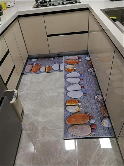 2 Pieces Kitchen Rugs Set Non Slip Kitchen Mat Rubber Backing Mat Slip Kitchen Mats and Rugs Waterproof Kitchen Rug Ergonomic Comfort Standing Mat