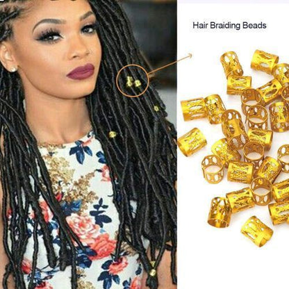 Fashion 50pcs Adjustable Hair Braid Beads Rings Cuff Metal
