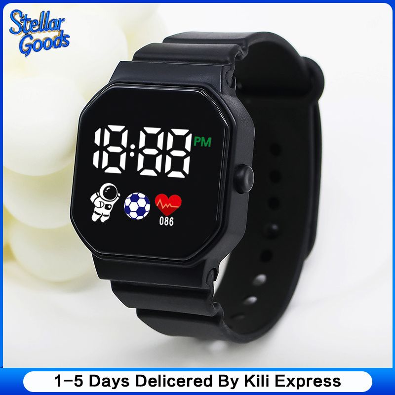 Digital Watches Men and Women Sports Watches LED Digital Clock Astronaut Silicone Strap Fashion Square Men and Women Electronic Clock Student Watches Birthday Gift