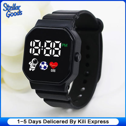Digital Watches Men and Women Sports Watches LED Digital Clock Astronaut Silicone Strap Fashion Square Men and Women Electronic Clock Student Watches Birthday Gift