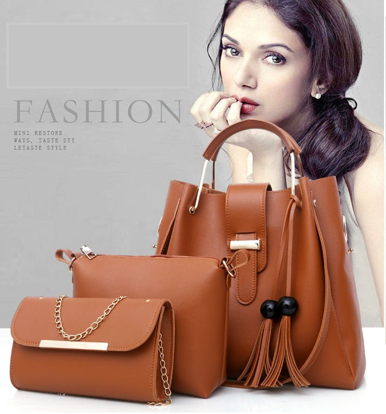 3pcs/Set Big Large Capacity Durable PU Leather Lady Handbags Sling Bags For Ladies Hand Bags Classic Fashion Women Luxury Genuine Bags Wife Girl Friend Chrismas New Year Valentine's Day Gift