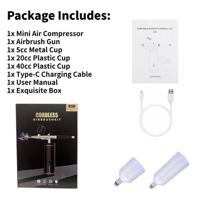 Airbrush Kit, Airbrush Spray Gun with Air Compressor Kit, Rechargeable Handheld Paint Airbrush Gun for Makeup, Cake Decor