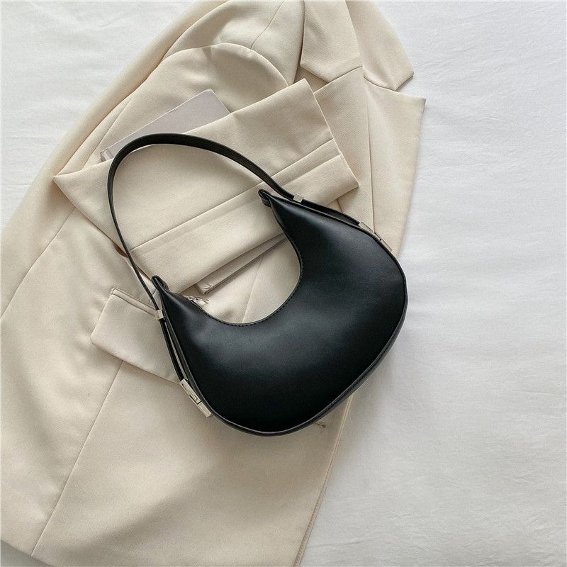 New Solid Color Half-moon Bags Women Fashion Shoulder Bags Luxury PU Leather Handbags Underarm Bag Advanced Brand Purse Gift