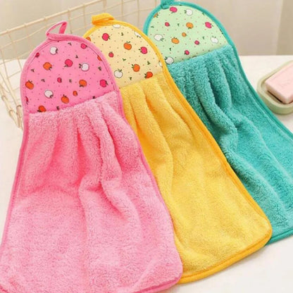 3pcs /set Absorbent Cloth Cleaning Cloth Coral Velvet Bathroom Supplies Soft Hand Towel Absorbent Cloth Dishcloths Hanging Cloth