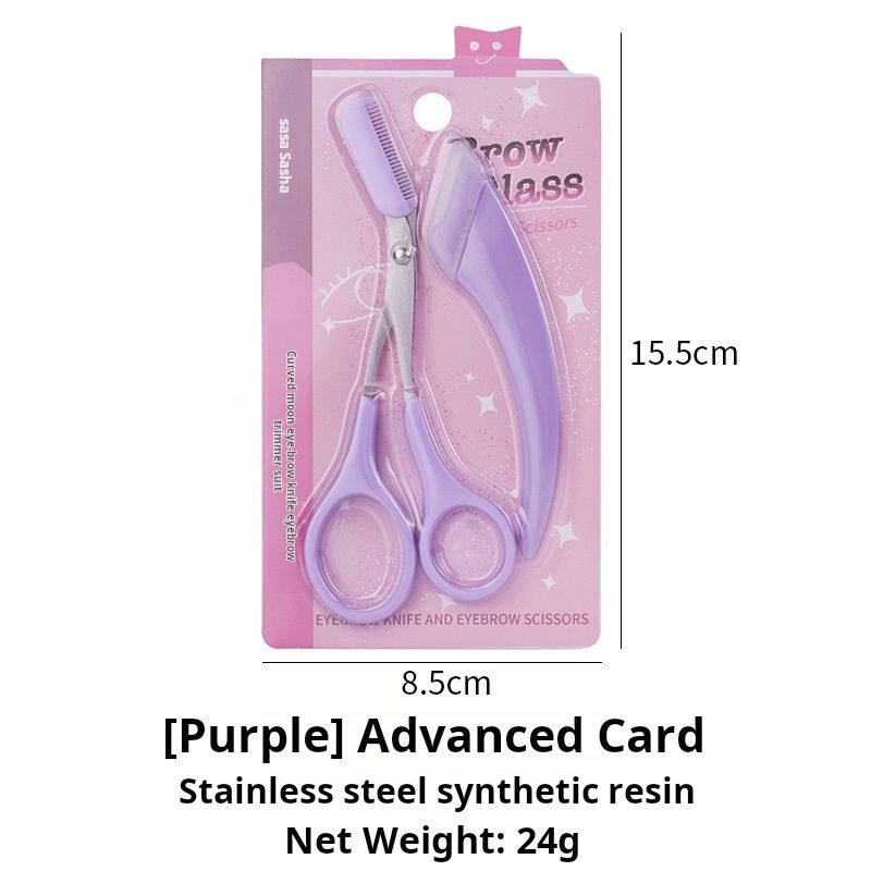 Beginner's Safe Eyebrow Trimmer New Eyebrow Trimmer Scissors Anti Scratch Bending Moon Eyebrow Scraper Set for Beginners