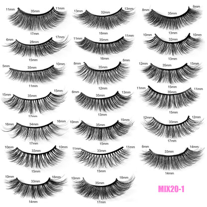 20 pairs faux mink lashes of mixed natural thick false eyelashes artificial fiber eyelashes messy slim eyelashes 30 effect natural false eyelashes