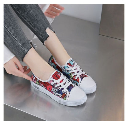 ASSKLO Canvas Flats Shoes Large Size Casual Sports Lady Shoes Sneakers Woman Shoes Women Low Top Classic Board Shoes Slip-ons Shoes Loafers Street Shoes Female Student Shoes Breathable colorful red