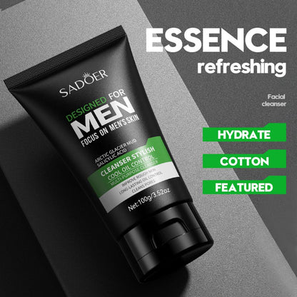 Men's specific facial cleanser for removing blackheads, shrinking pores, refreshing, oil controlling, oil removing, moisturizing, deep cleansing 100g