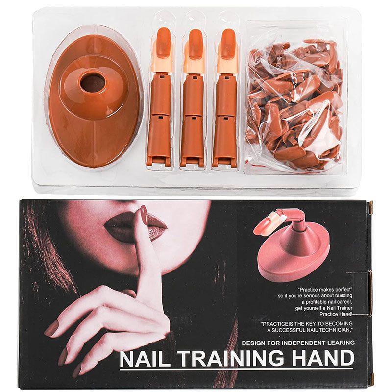 Acrylic Flexible Moveable Nail Practice Finger Adjustable Fake Fingers Detachable Beginners Practice Moving Finger Strap Base Hand Nail Art Training Nails Art DIY Tool